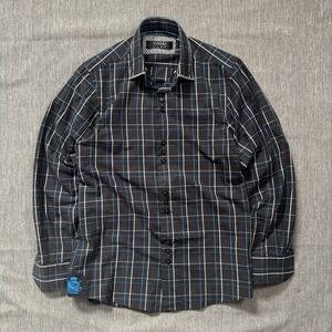 Coogi Luxe black & blue plaid button-up shirt - S